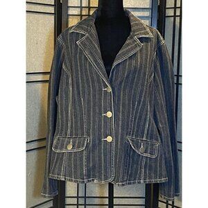 Venezia Navy Pinstripe Blazer with Contrast Stitching
